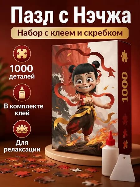 Пазл 1000 деталей: Нэчжа с инструкцией, клеем и шпателем