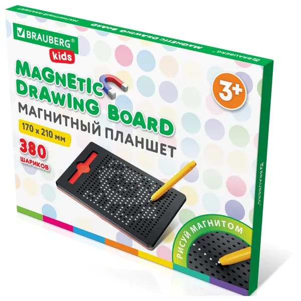 Магнитный планшет-доска MAGPAD MEDIUM для рисования 17х21 см, 380 шариков, KIDS, стилус, магнит, материал пластик, цвет черный