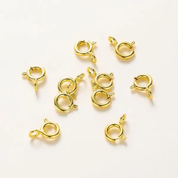 Замок ювелирный шпрингельный, латунь с позолотой 18K, 10 шт, 5.5 мм