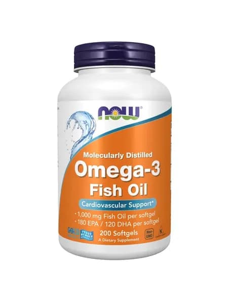 NOW Омега 3 1000 мг Omega 3 Рыбий жир 200 капсул