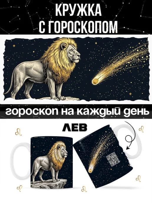 Кружка знак зодиака Лев с гороскопом