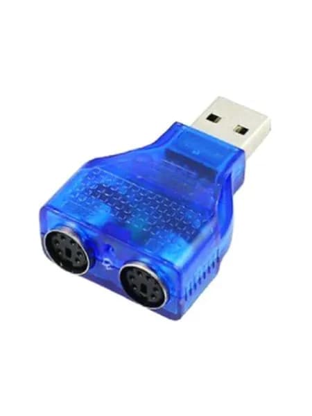 USB в PS2 переходник - с чипом, синий