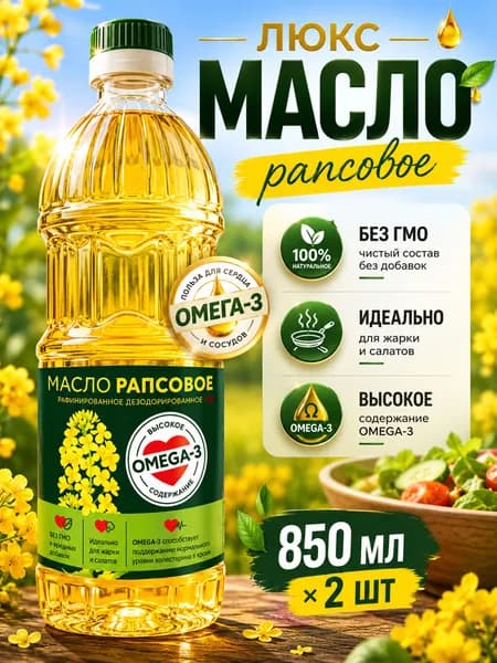 Золотая капля / Масло рапсовое рафинированное "Люкс" Беларусь, 2шт по 850мл