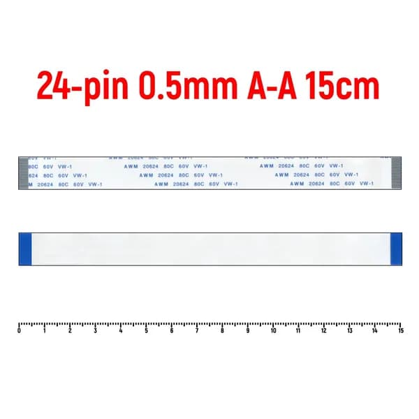 Шлейф FFC 24-pin Шаг 0.5mm Длина 15cm Прямой A-A AWM 20624 80C 60V VW-1