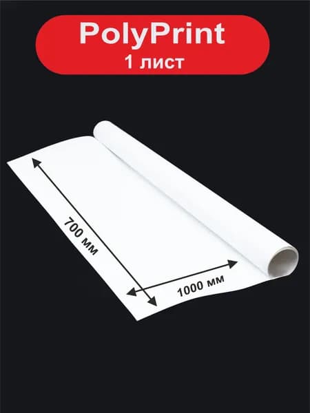 PolyPrint листовой полипропилен белый 0,3 мм. 1000х700 мм, 1 лист.