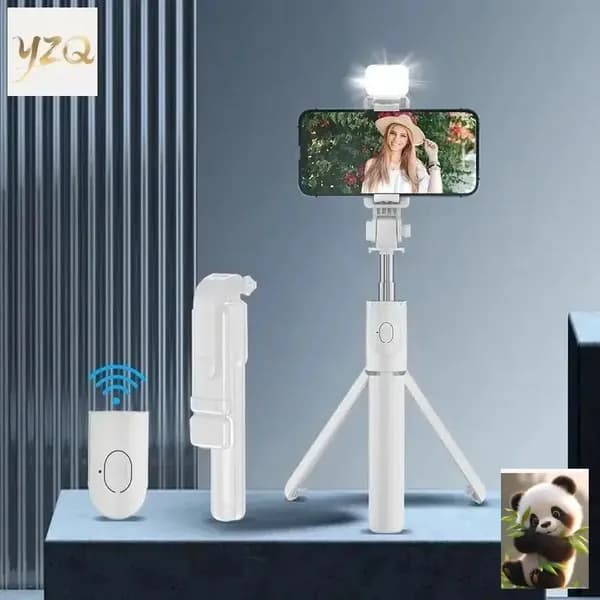 Качественный монопод с Bluetooth, подсветкой и штативом для 360вращения