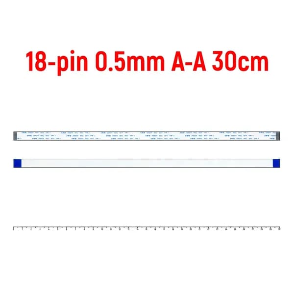 Шлейф FFC 18-pin Шаг 0.5mm Длина 30cm Прямой A-A AWM 20624 80C 60V VW-1