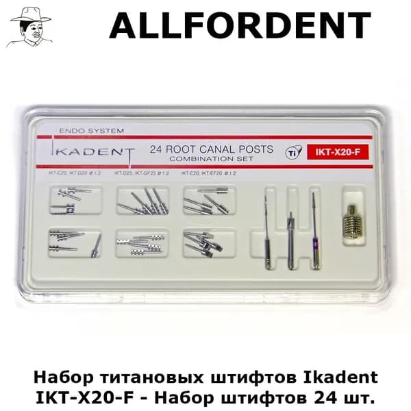 Ikadent - IKT-X20-F - Набор титановых штифтов - Набор 24 шт.