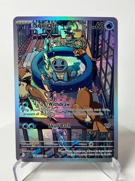 Портативные карты PKM N Настройка и прокси высококачественной фольги Squirtle Stellar Crown (SCR) #148
