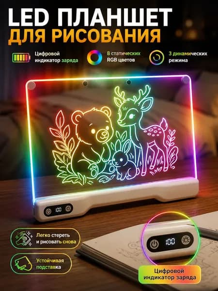 Беспроводная светящаяся доска для рисования с подсветкой - Набор для рисования, подарочный набор для девочки на Рождество, Новый год и день рождения