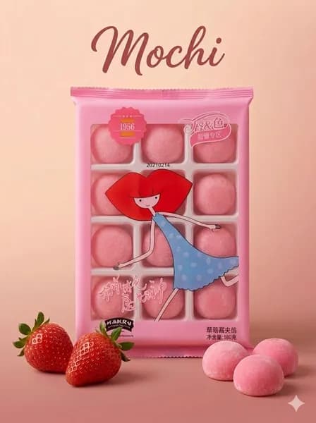 Десерт рисовое моти (mochi, мочи) Girl со вкусом клубники 180 г