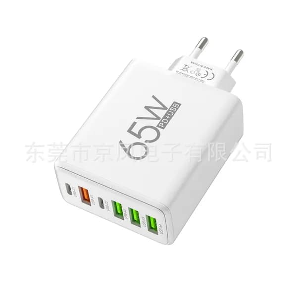 Зарядное устройство переменного тока с 4 USB и 2 PD, белое, европейская вилка