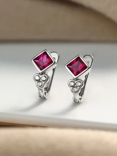 Детские серьги Квадраты серебро 925