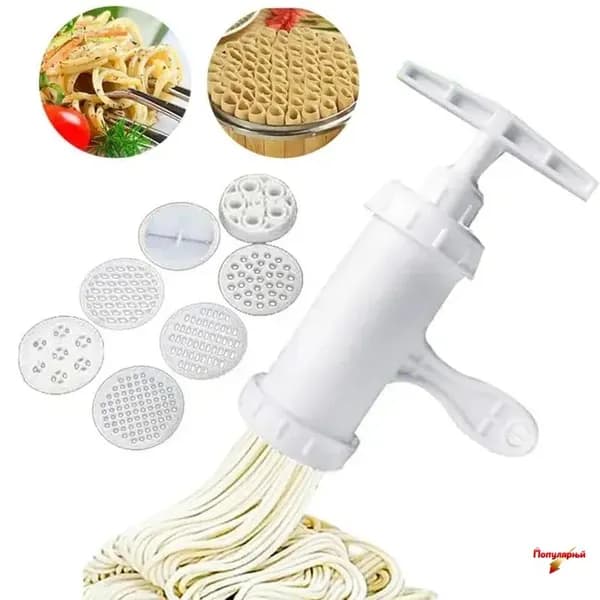 Ручной Прибор Для Приготовления Макарон В Домашних Условиях 1 Pc Пресс Для Лапши + 7 Молдов Белый 19.00X16.00X7.00Cm-JINGMAO