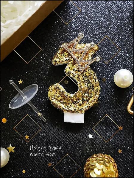 Свечи для торта цифра 3, 8.5 см, 1 шт