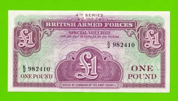 Великобритания, Англия, Британская Армия (ваучер) - 1 фунт - 1962 (K/2) - UNC-!!!