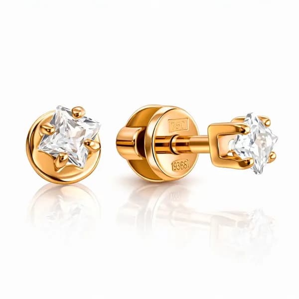 Серьги женские с фианитами серебро 925 пробы 585GOLD