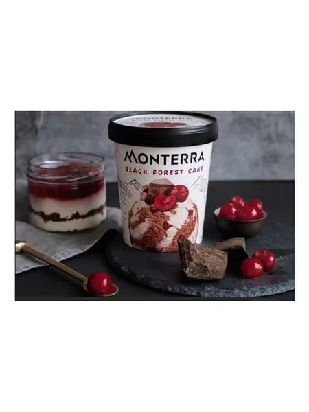Мороженое Monterra шоколадное со сливками, вишней и кусочками печенья БЗМЖ 480 мл
