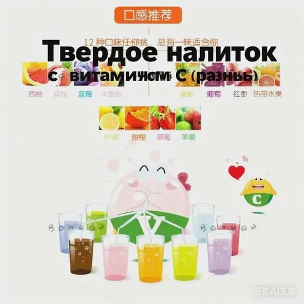Эффервецентные таблетки с витамином CТвердое напиток 12 фруктовых вкусовБыстрорастворимый и полезныйs