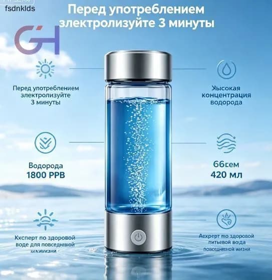 Портативный генератор ионизатор водородной воды Elixyr, 420 мл