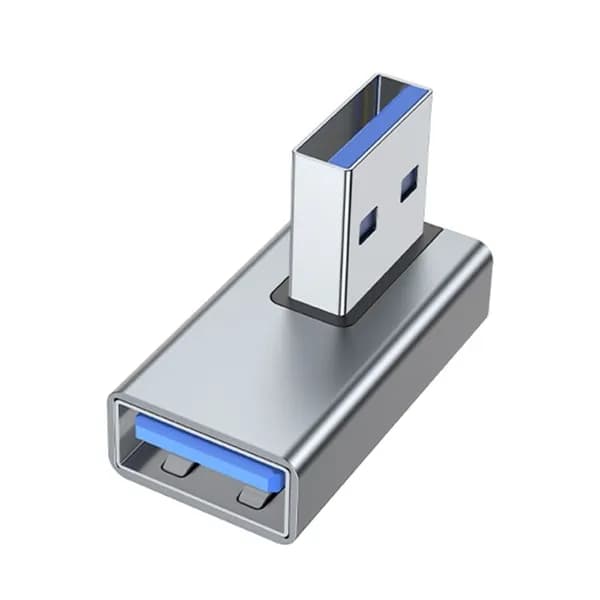 Угловой адаптер USB3.0 папа-мама , серый, правый
