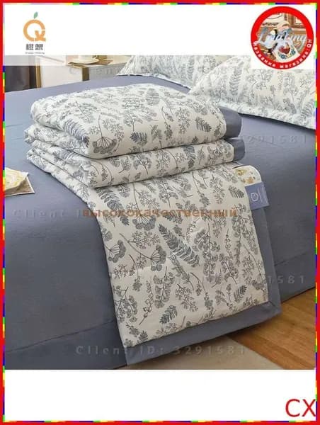 Плед 140x100 см хлопок двусторонний художественная печать белый