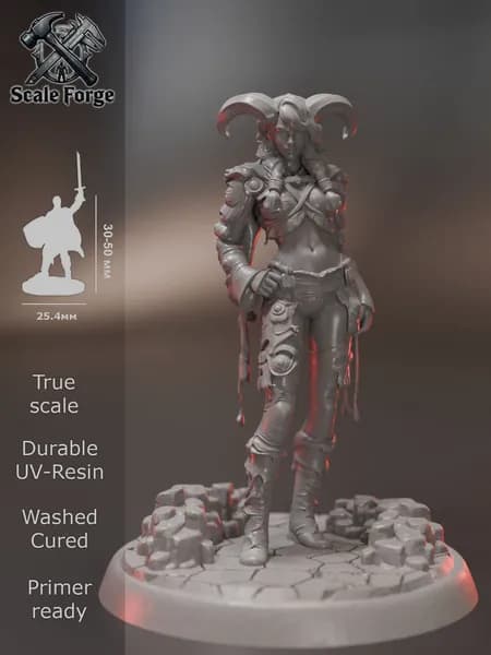 Тифлинг девушка. Миниатюра ДнД для настольных игр и покраски. Pathfinder. DnD.