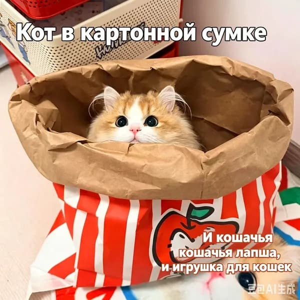 Кошачий крафт-пакет для игр и отдыха
