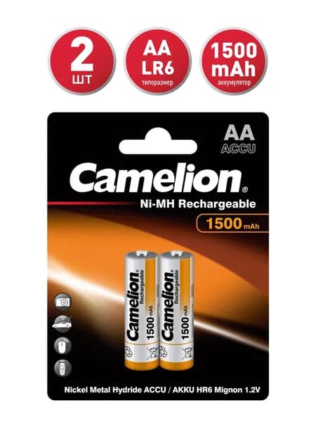 Аккумуляторы Camelion NH-AA1500BP2, АА, 2шт.