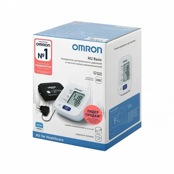 Omron Тонометр автоматический M2 Basic с адаптером и манжетой 22-42 см