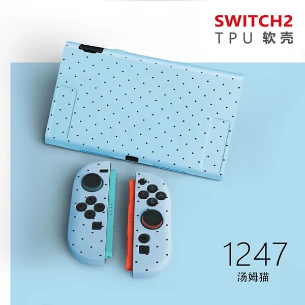 Подходит для чехла Switch 2 с синим горошком, жесткого чехла, защитного чехла для Switch 2 поколения, матового чехла.