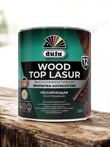 Пропитка-антисептик Dufa WOOD TOP LASUR лессирующая для защиты древесины