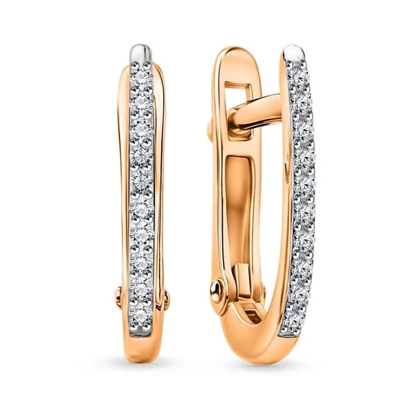 Серьги женские с фианитами из красного золота 375 пробы 585GOLD