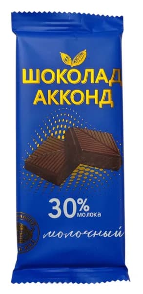 Шоколад Акконд молочный плиточный 30% молока 90г / сладости