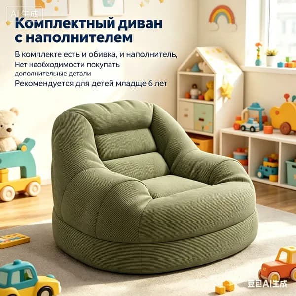 Кресло-мешок Диван, Нетканое волокно,темно-зеленый