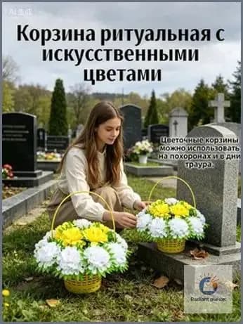 Эксклюзивный венок с хризантемами 35х33 см для захоронений от изготовителя
