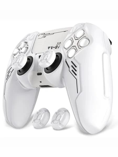 PlayVital Mecha силиконовый чехол для контроллера PS5, противоударный и нескользящий, совместим с док-станцией, белый
