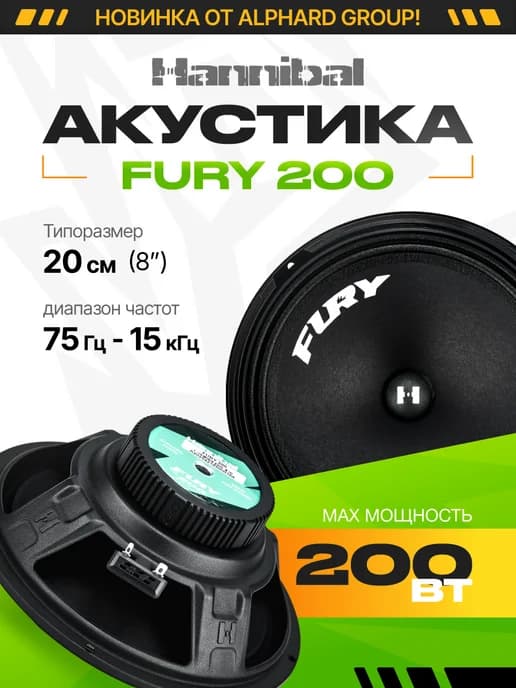 Колонки в машину Alphard Hannibal Fury 200, 20 см