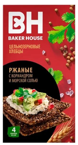 Хлебцы ржаные цельнозерновые Бейкер Хаус Скандинавские кориандр морская соль Раменский кор, 180 г