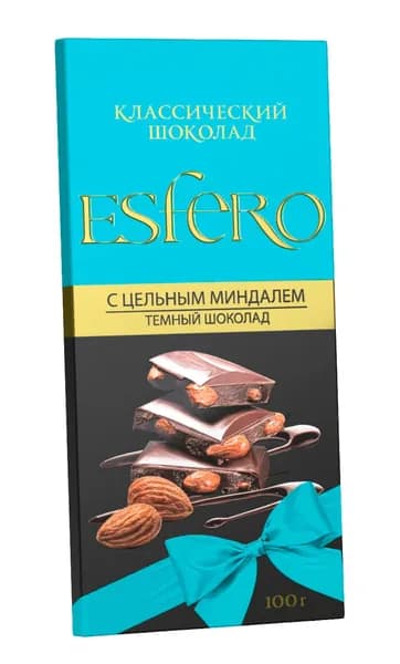 Шоколад темный Esfero с цельным миндалем, 1 шт