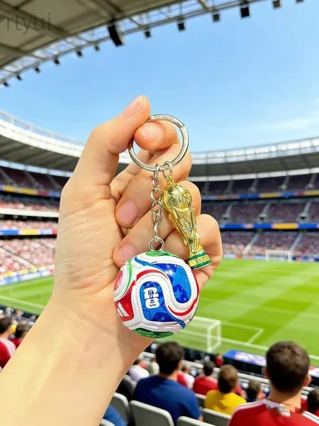 Брелок Чемпионата мира по футболу с миниатюрой кубка и мяча, сувенир для фанатов