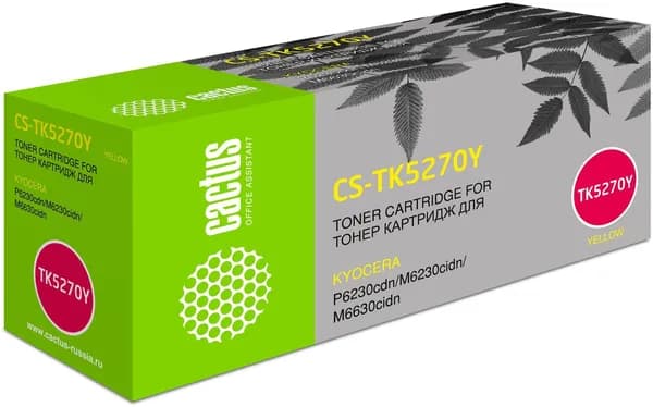 Картридж лазерный Cactus CS-TK5270Y (TK-5270Y/1T02TVANL0), желтый 6000 страниц, совместимый, для Kyocera P6230cdn/M6230cidn/M6630cidn