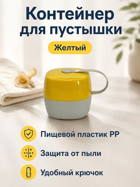 Контейнер для пустышек и прорезывателей силиконовый портативный широкий в жёлтом цвете