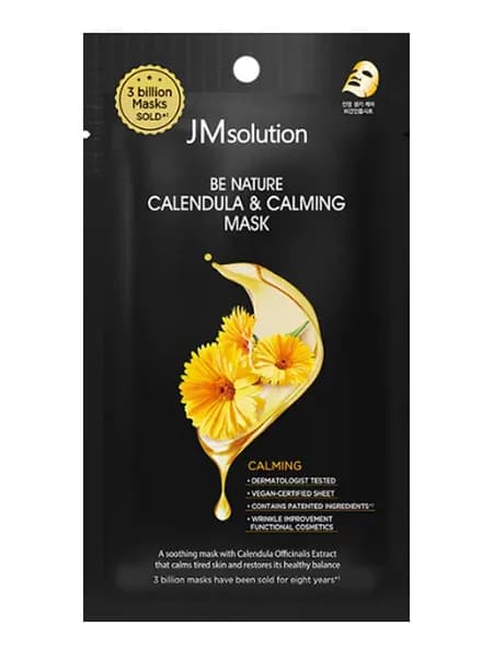 Jmsolution Маска тканевая с экстрактом календулы Be Nature Calendula & Calming Mask, успокаивающая, 24 мл