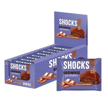 Протеиновые брауни в шоколаде без сахара Fitnes Shock SHOCKS! brownie по 50 г 9 шт (Со вкусом шоколад)
