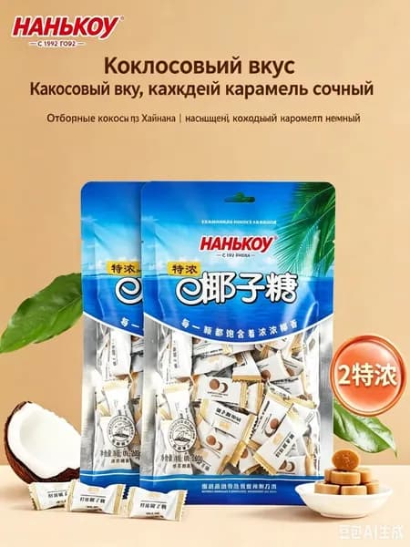 Nanguo кокосовые конфеты 200 г 2 шт аромат тропического рая в каждой конфете