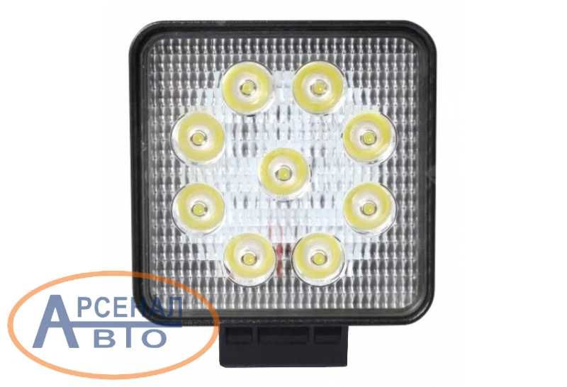 Фара светодиодная направленный свет, 30мм (slim) 27w 9led 1170lm 12/24v off-road квадратная, рабочий свет всетс фс02709qs-30