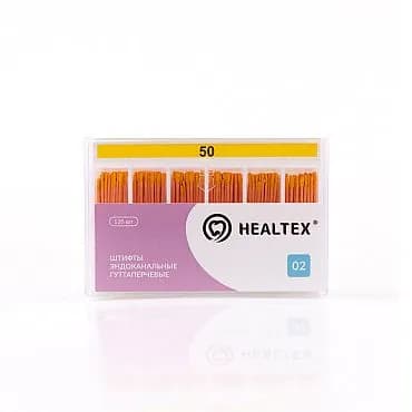 Штифты эндоканальные гуттаперчевые Healtex, конусность 02, размер 50, 120 шт