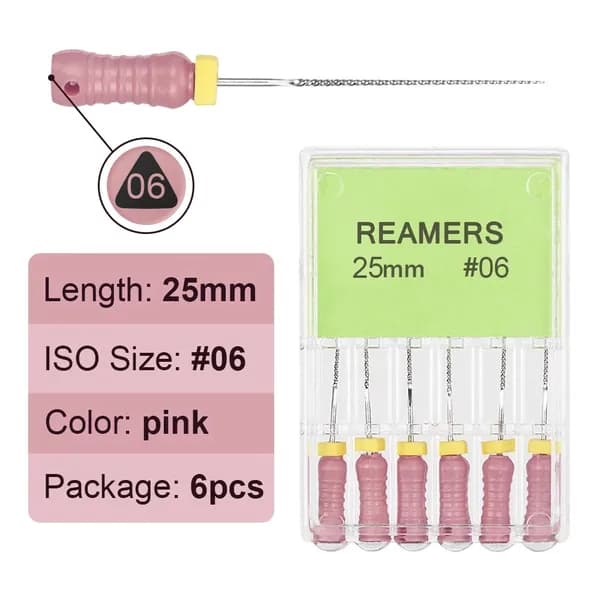 REAMERS 25mm Инструменты для ручного использования в стоматологии: К-образные и Х-образные напильники из нержавеющей стали, расширители и иглы для лечения корневых каналов.