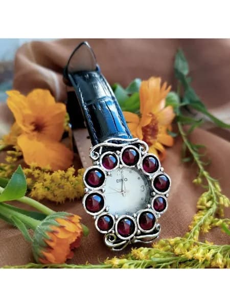 Серебряные часы 925 с гранатом Этнические Израиль 01W691BGR